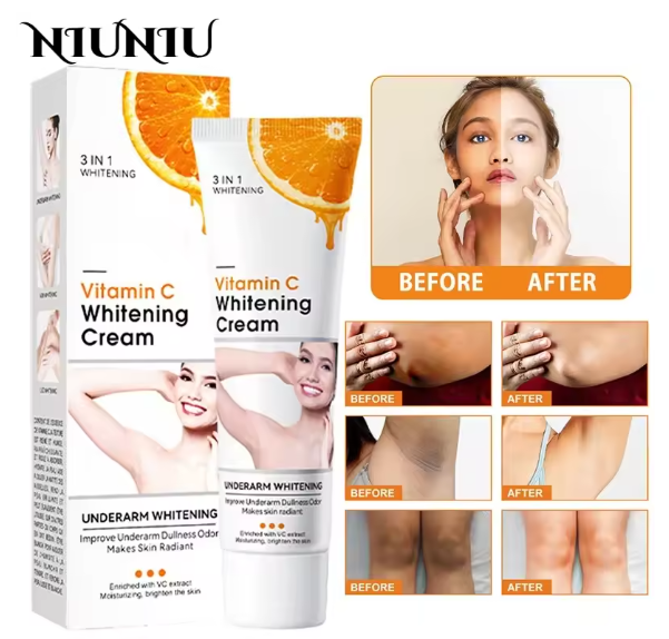 Fade Melanin Vitamin C Brightening Cream for Elbows Knees Armpits Intimate Areas Bleaching Lotion Brighten Knuckles Body Care