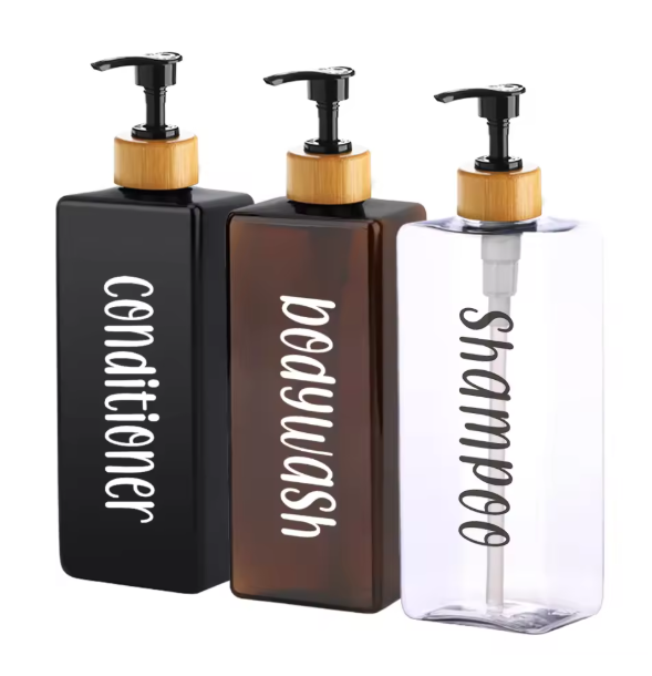 500ml Shampoo Conditioner Bottles Pump Dispenser Empty Refillable Body Wash Shower Gel Lotion Containers Waterproof Label