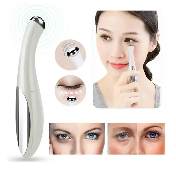 Electric Eye Massager Vibration Wrinkle Anti-Ageing Eye Massage Dark Circle Removal Beauty Face Eye Care Pen Pink and White