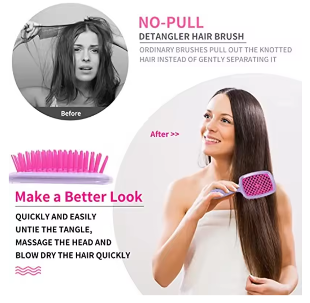 2pcs/set Wide Teeth Air Cushion Comb Massage Wet Dry Comb Demelante Brush Hollow Combs расчески Salon Barber Hair Brushes Kit