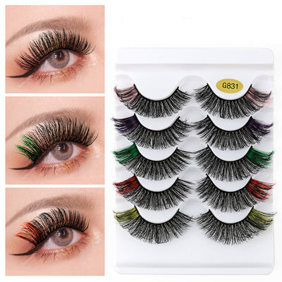 Color Natural Thick 5 Pairs Pack 3D False Eyelashes