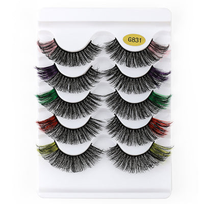 Color Natural Thick 5 Pairs Pack 3D False Eyelashes